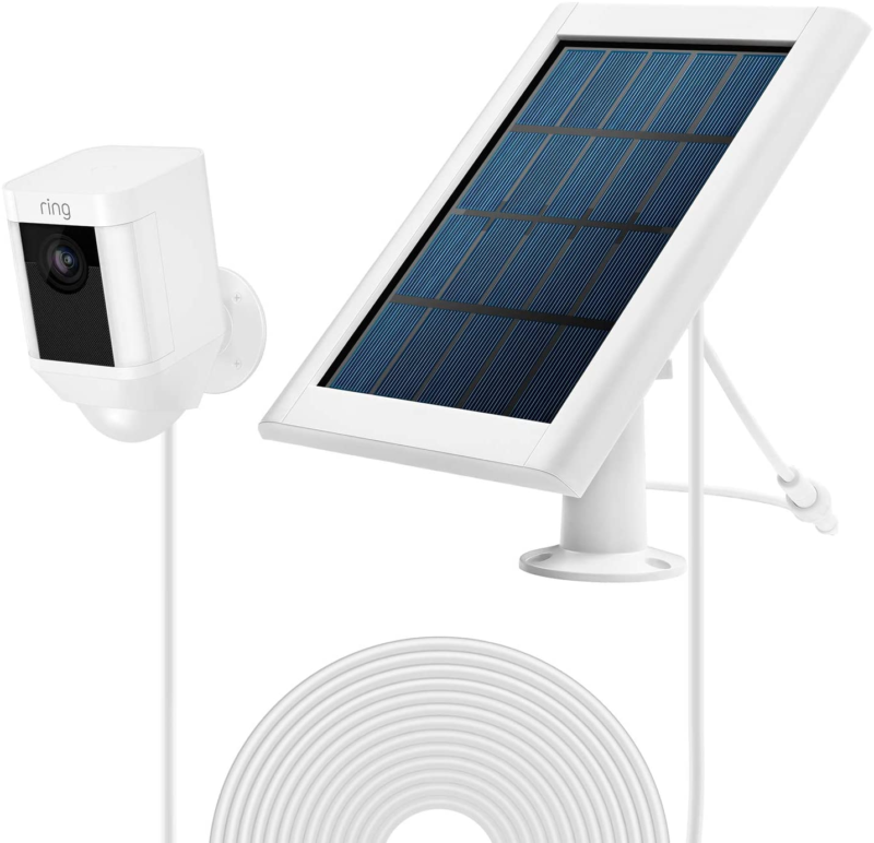 Solar Panel For Ring Spotlight Cam Battery HD Security Camera Wall Mount White
