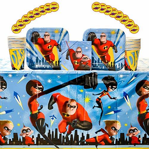 The Incredibles 2 Party Supplies Pack for 16 Guests Stickers, Dessert