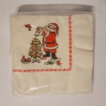Vintage Hallmark Christmas Beverage Napkins Santa Decorating Tree NOS 15 Ct - $9.99