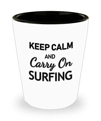 Keep On Surfing Funny Shot Glass Ceramic Whiskey Vodka Cup Surfer Gifts For Him