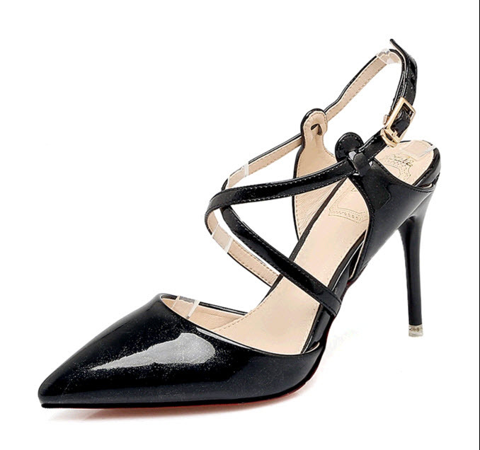 ps387 elegant strappy pointy sandals, patent leather , Size 4-8.5 ...