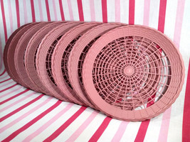 Swell Vintage 8pc Rose Pink Plastic Basket Weave Paper Plate Holder Picn... - $20.00