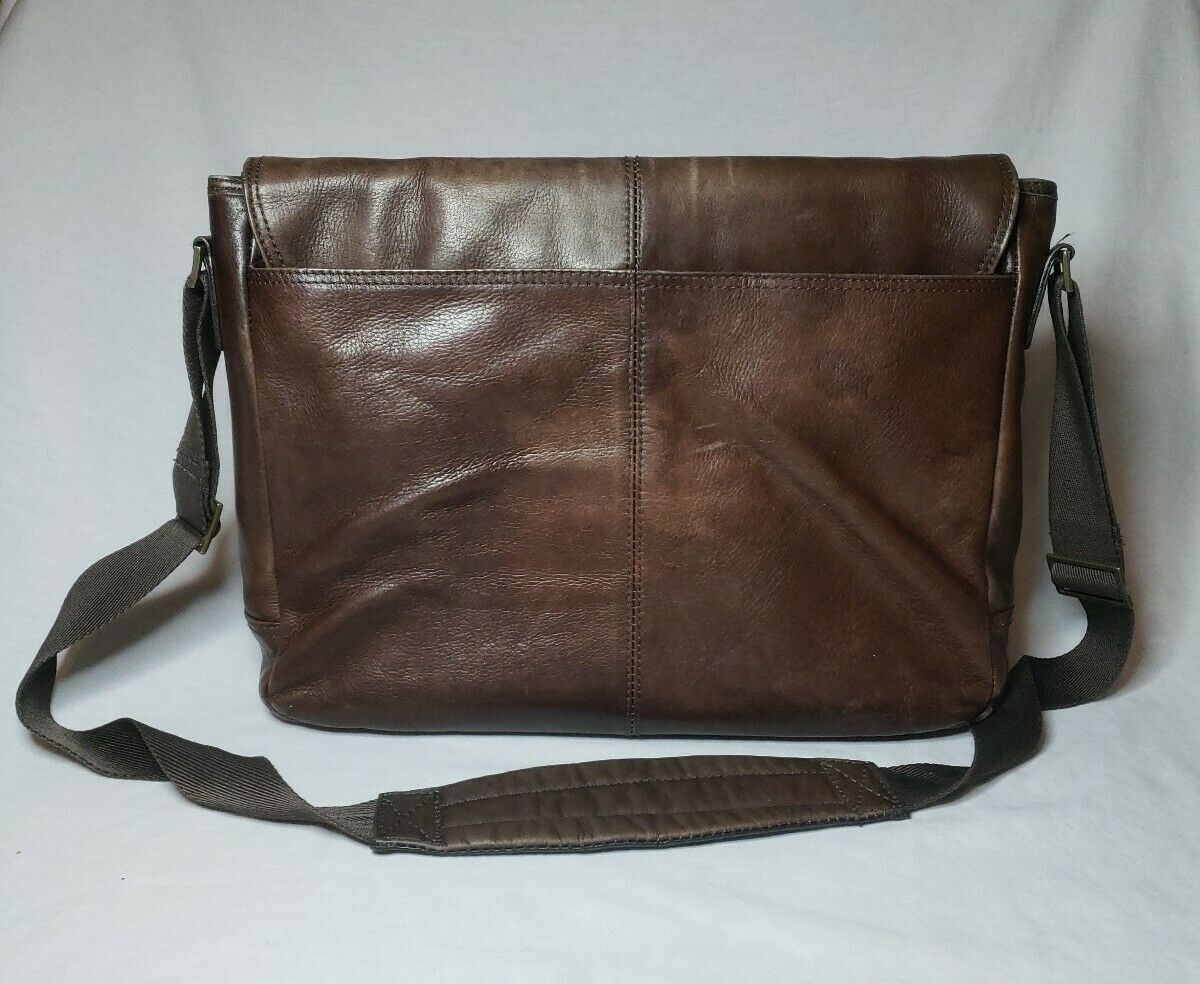 EBAGS BROWN HEAVY DUTY LEATHER MESSENGER/LAPTOP/HAND BAG LOTS OF ...