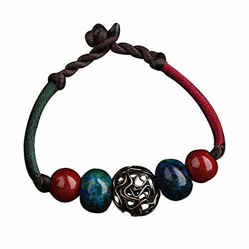 Panda Superstore - Vintage hollow out metal ceramic bracelets woven charm bracelets 15 cm