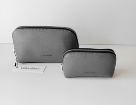 Calvin Klein PU Elevated 2 In 1 Travel Pouch Set Men&#39;s Gray Faux Leather - $24.01