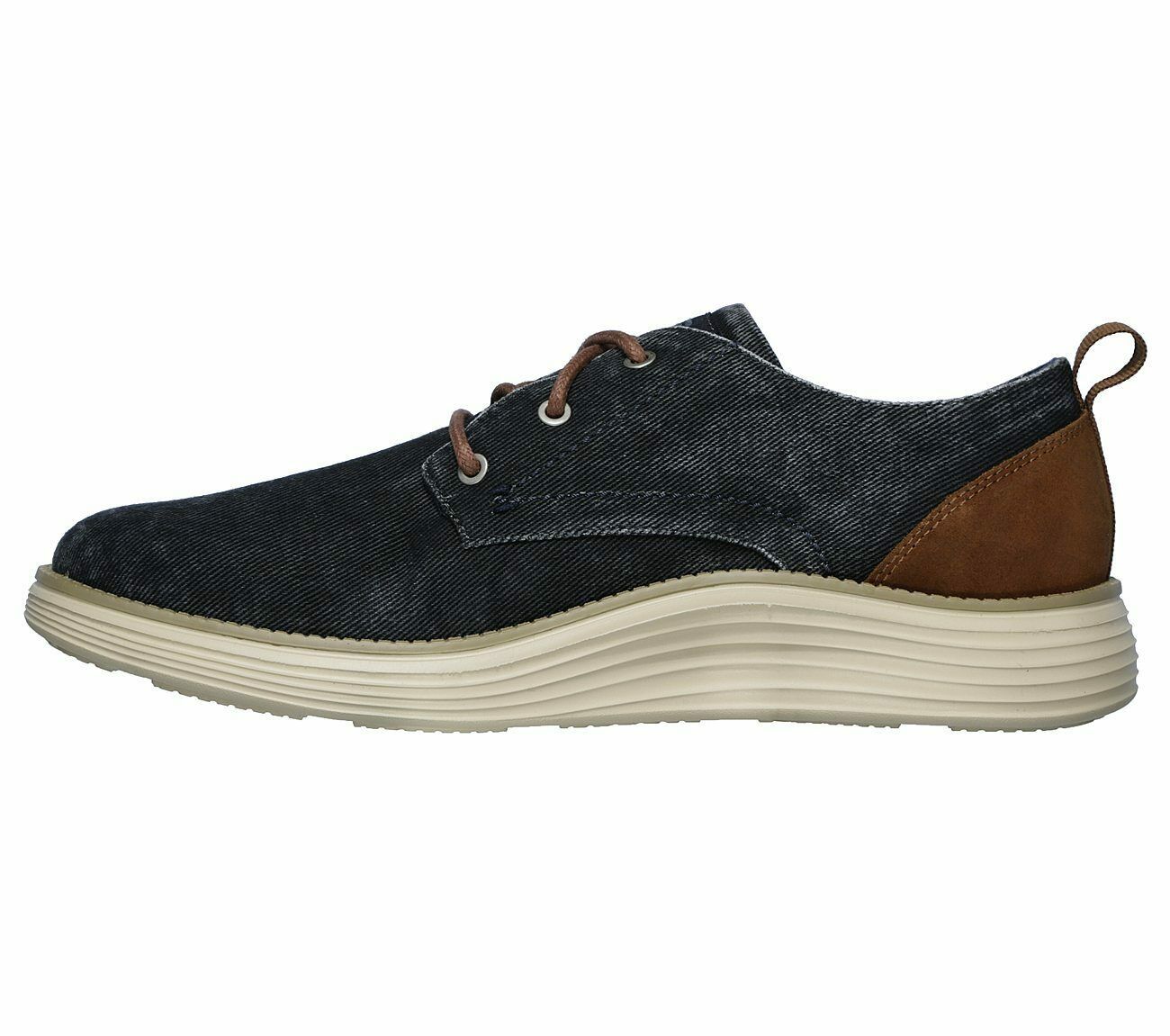 Skechers Wide Fit Navy shoes Men Memory Foam Casual Vintage Canvas ...