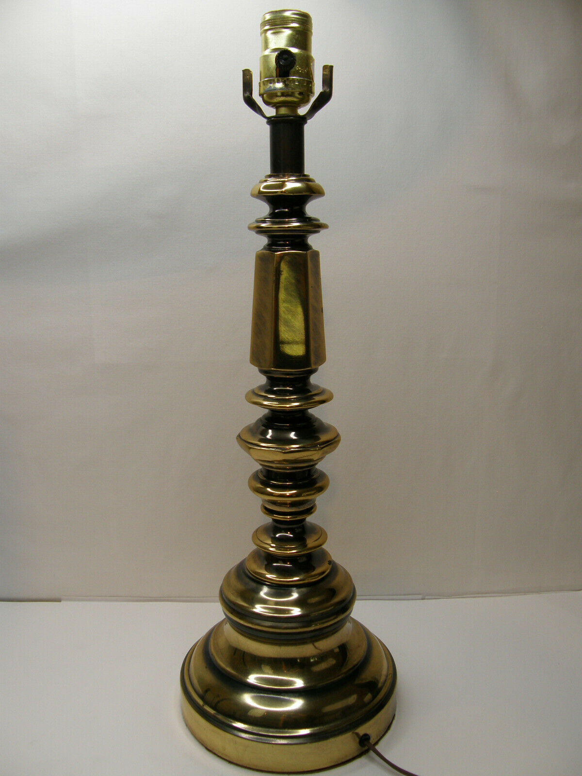 Vintage Brass Table Lamp MidCentury Modern Solid Heavy 25" inch tall
