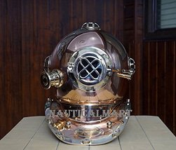 Marine Deep Sea Divers Diving Helmet US Navy Mark V Copper Brass Diving Helmet