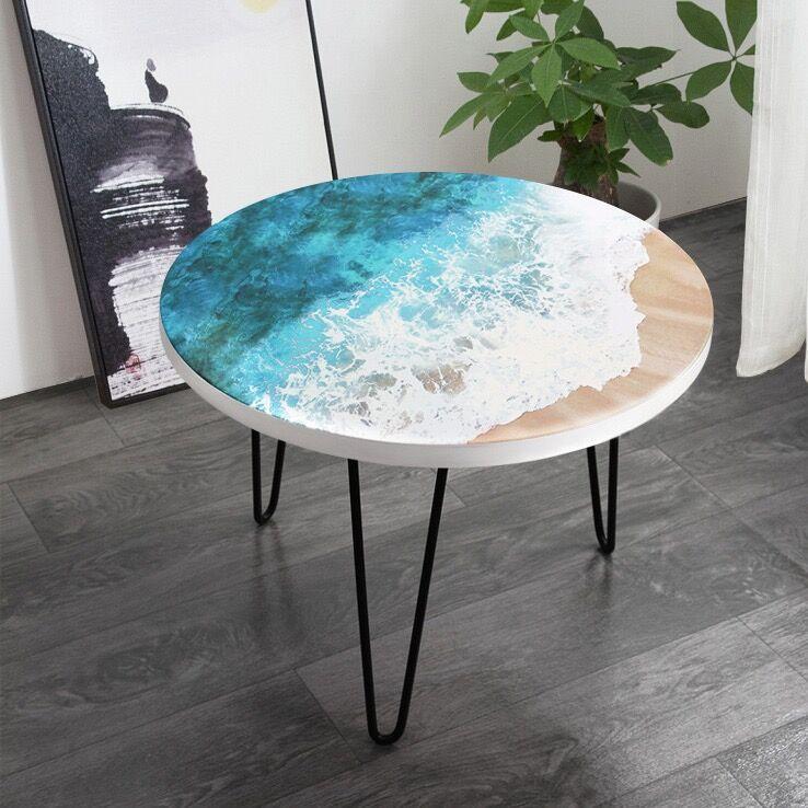 Resin ocean wave coffee table Epoxy beach side table Tables