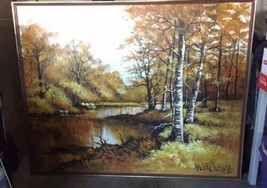 Large 61"x 49" Original Walter Sherwood Landscape Oil Painting Signed Artist Art image 1