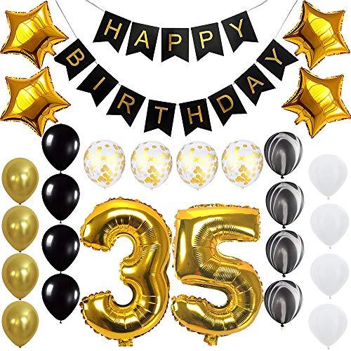 Happy 35th Birthday Banner Balloons Set for 35 Years Old Birthday Party ...