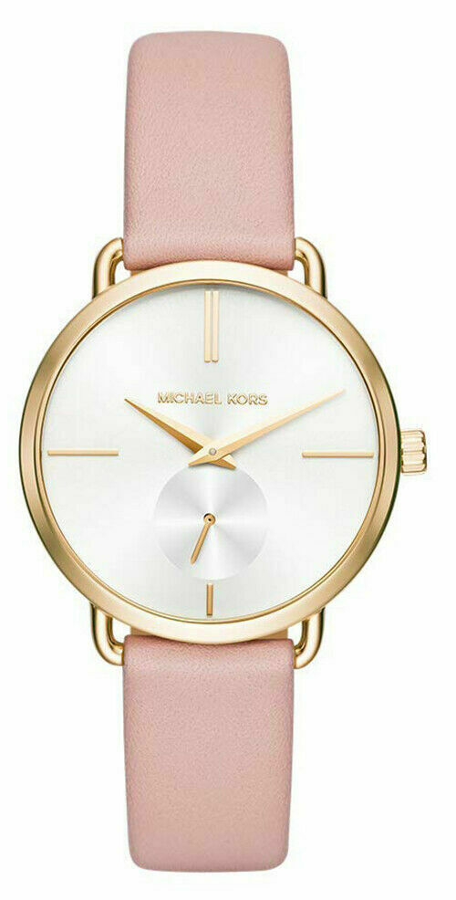 NWT Michael Kors Women's Portia Gold Tone Stainless Pink Leather Watch MK2659