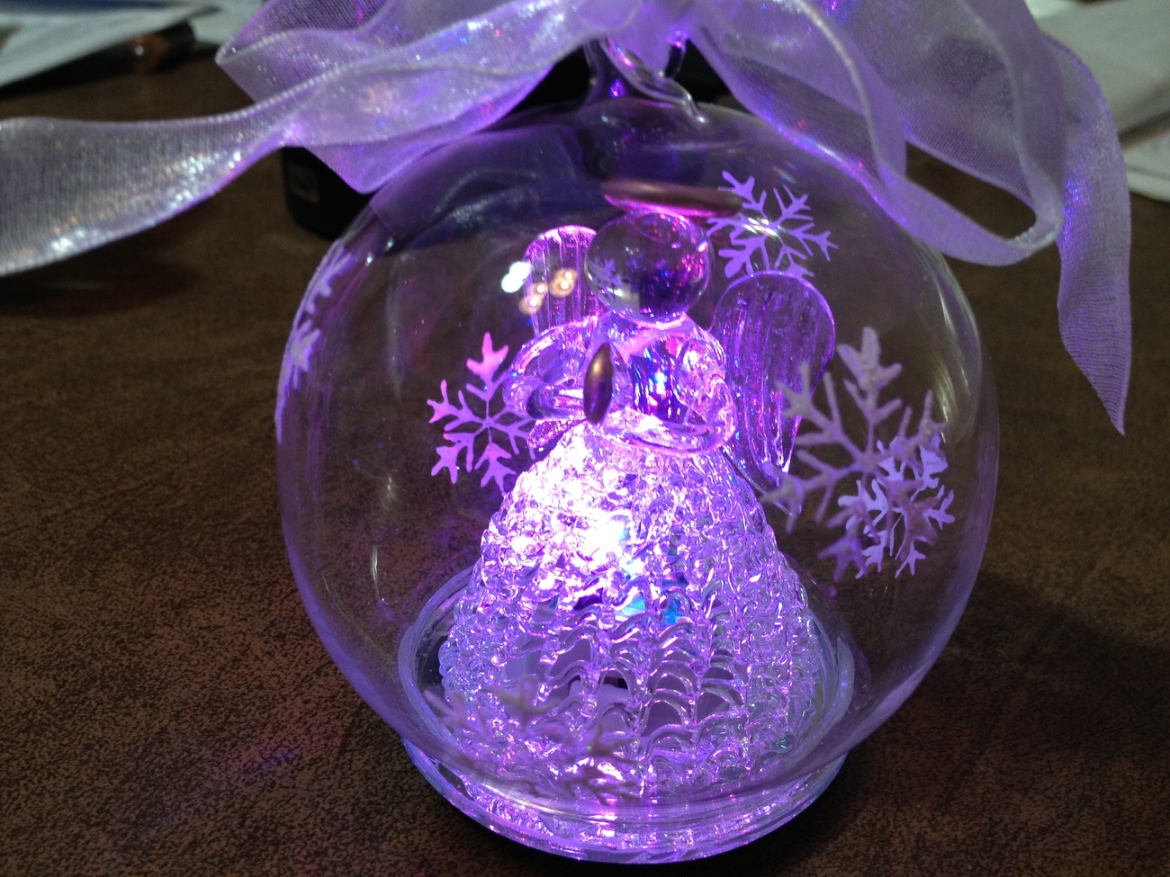 Illuminating Color Hand Blown Glass Ornament with Gift Box Praying