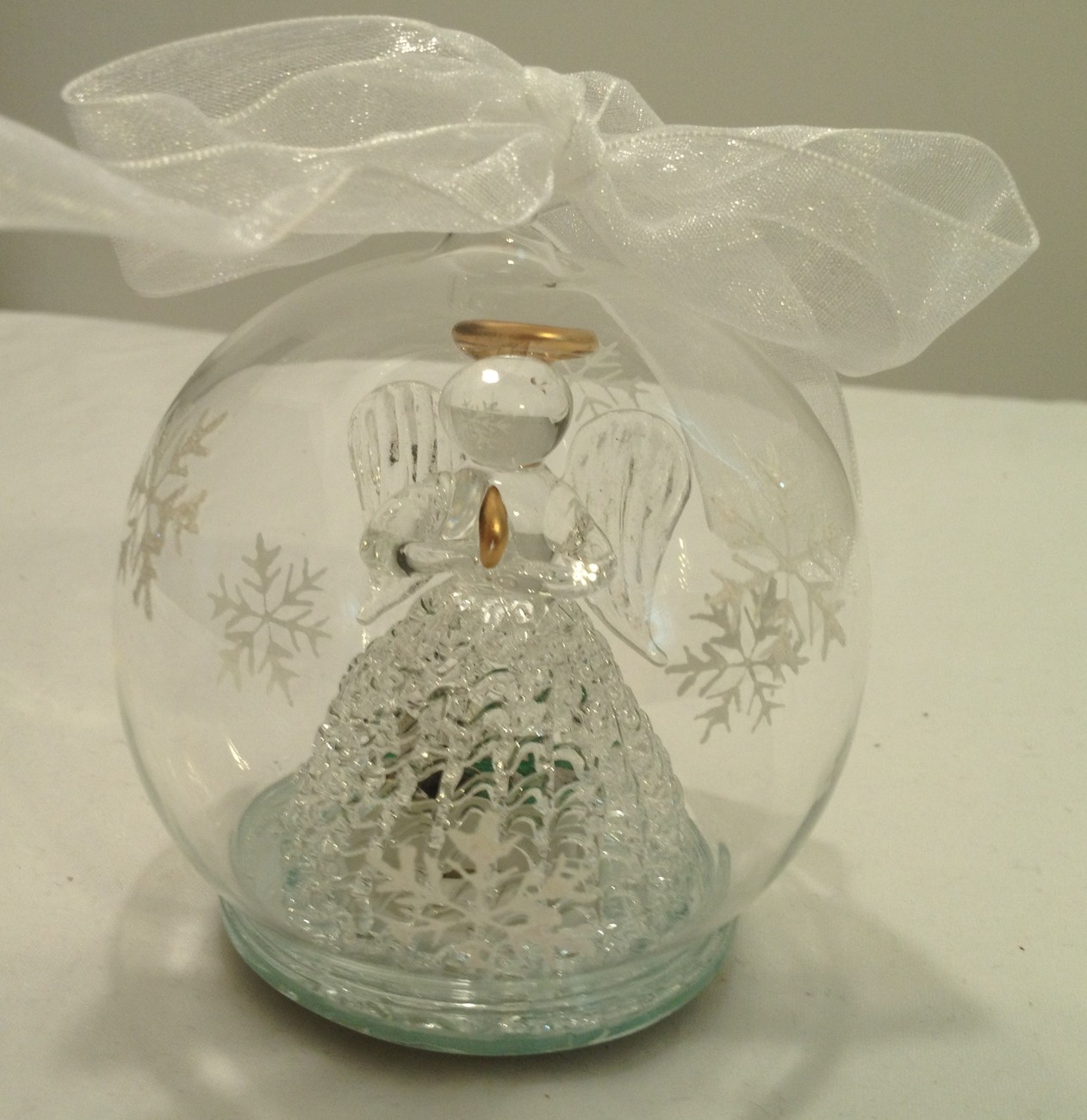 Illuminating Color Hand Blown Glass Ornament with Gift Box Praying