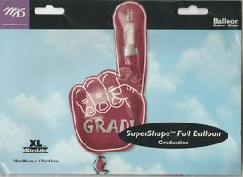 #1 Grad Graduation Hand Shape Burgandy 34&quot; x 17&quot; by M &amp;D SuperShape Foil... - $6.82