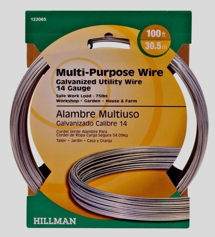 HILLMAN 100 ft Galvanized Steel Utility Wire 14 Gauge Solid Multi Purpose 122065