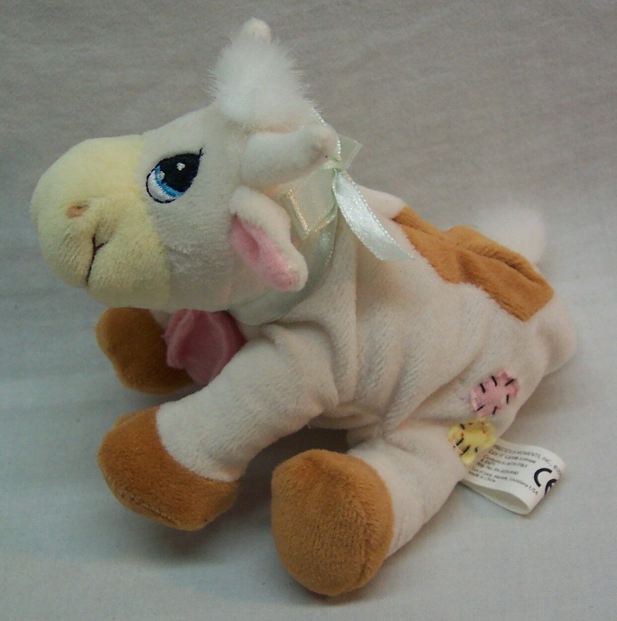 Precious Moments CUTE LITTLE WHITE & BROWN COW 5" Plush Stuffed Animal