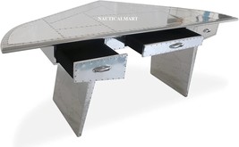 Aviator Executive Fighter Jet Wing Desk - Polished Aluminum (68 Inches)