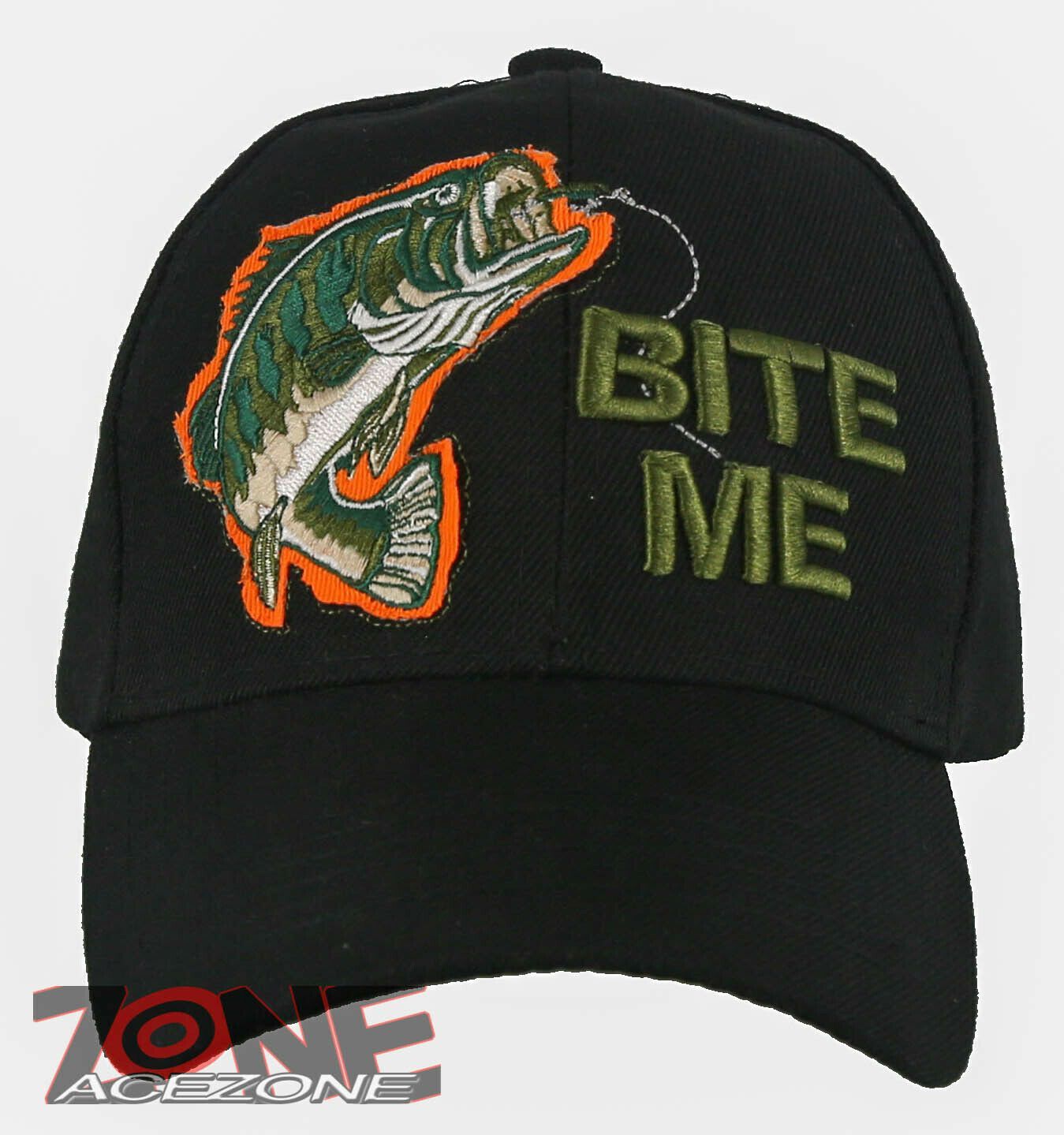 NEW! BIG BASS BITE ME FISHING BALL CAP HAT BLACK Men's Hats