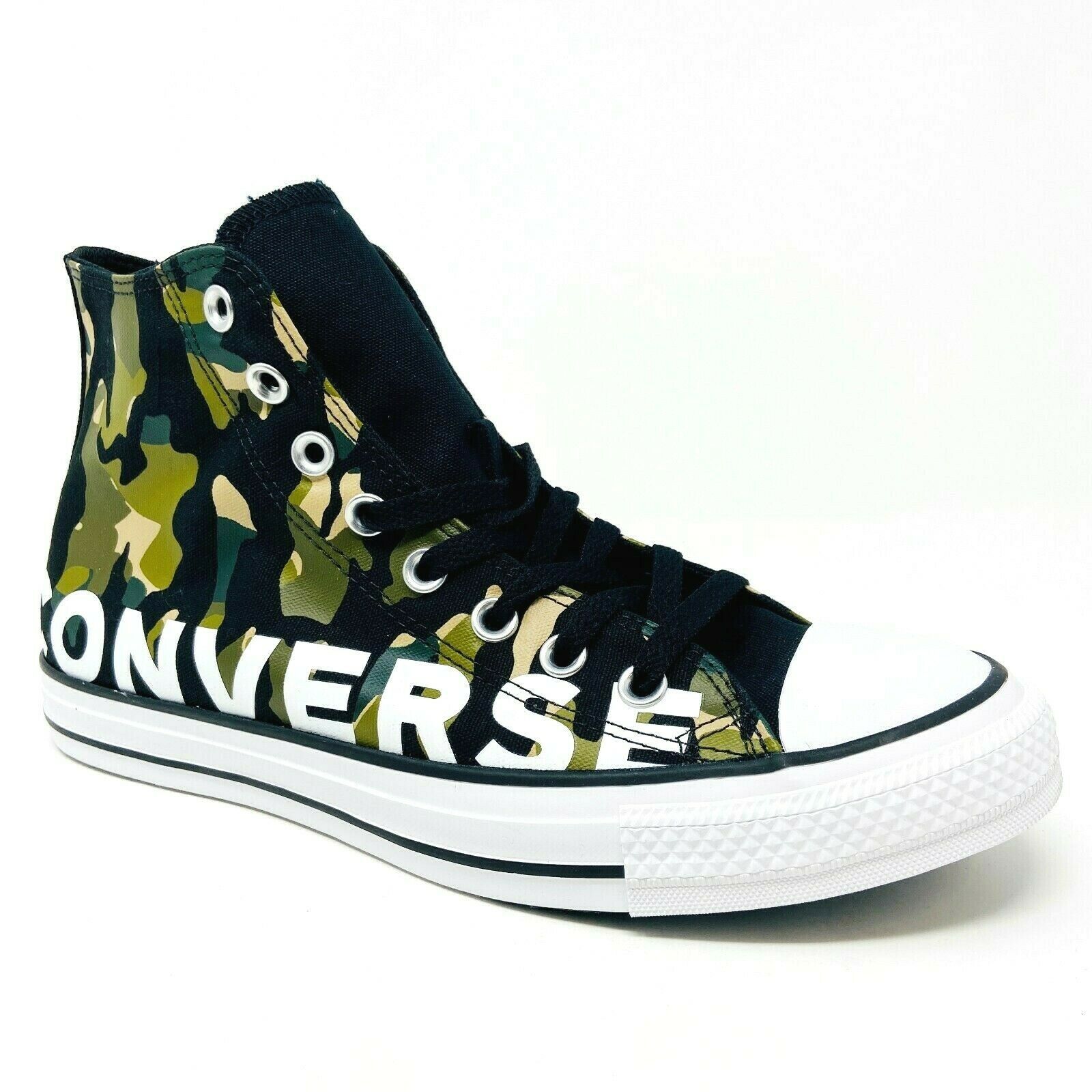 Converse Chuck Taylor All Star Hi Black Green Camo 166232F Womens Shoes