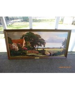 Wood Framed Signed Robert Wood Print ? English Countryside Brass Plate 4... - $46.74
