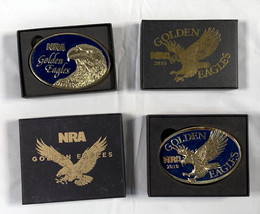 2 NRA National Rifle Association Brass Belt Buckles 2010 Golden Eagles i... - $39.55