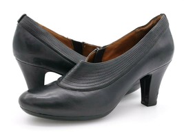 Clarks Artisan Womens 8.5 M Black Leather Side Zipper Almond Toe Pump Bo... - $29.99