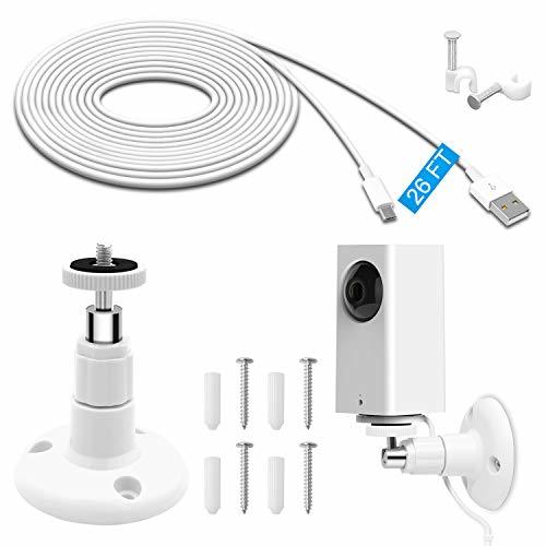26FT Power Extension Charging Cable with Wall Mount for Wyze Cam Pan
