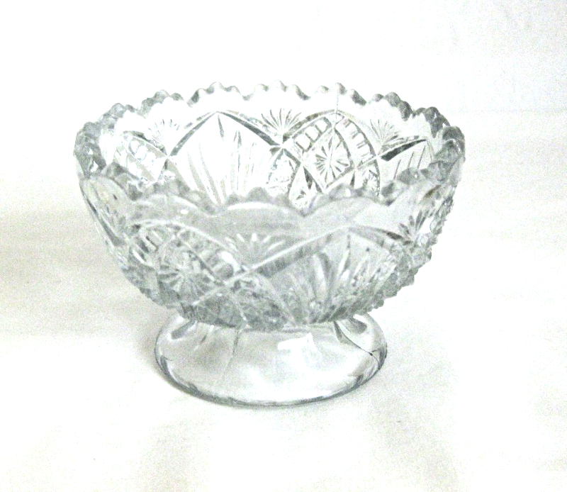 Small Vintage Clear Pressed Glass Pedestal Bowl Pottery, Porcelain