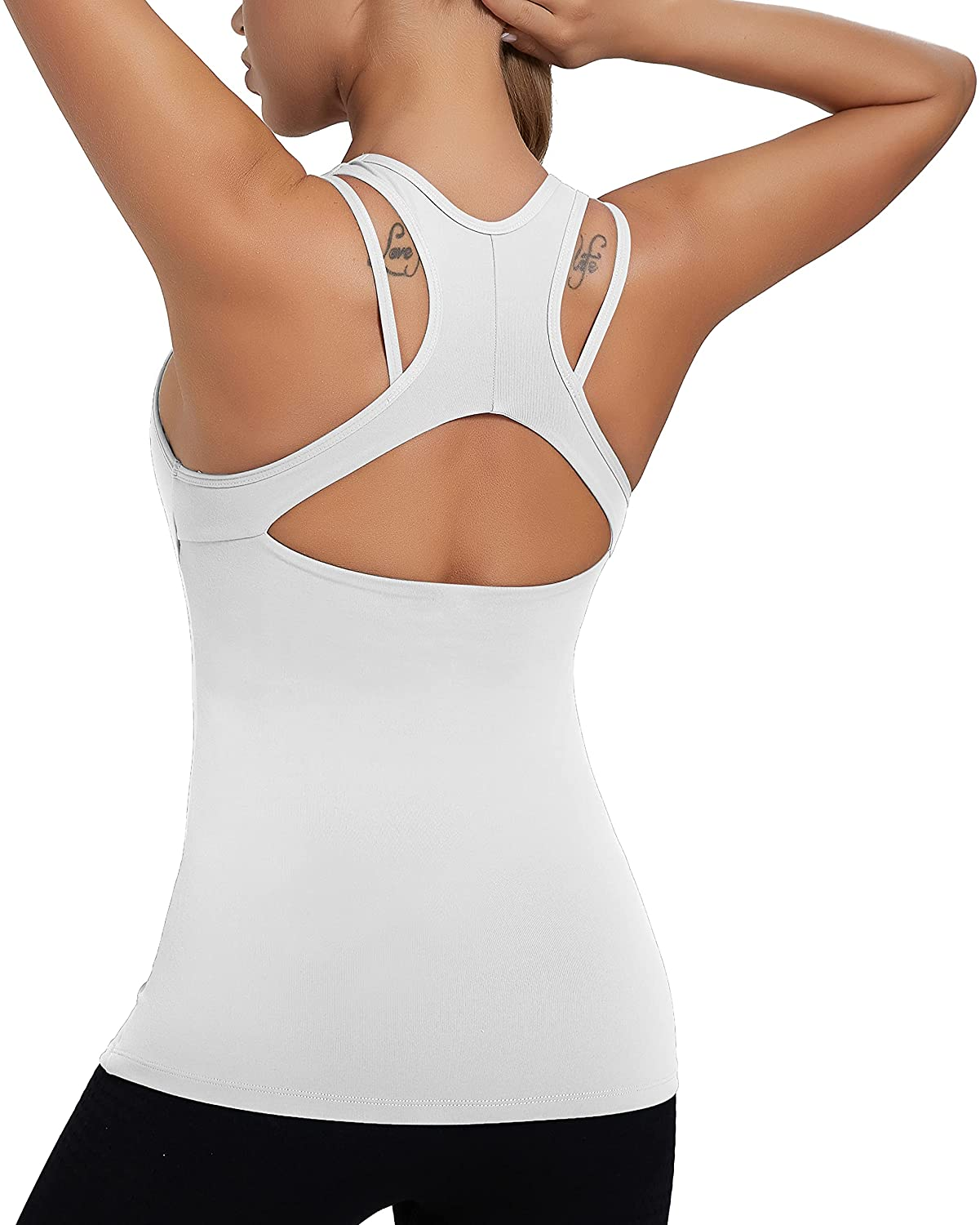 RUNNING GIRL Yoga Tank Tops Built in Bra Workout Cropped Athletic Shirts plus Si