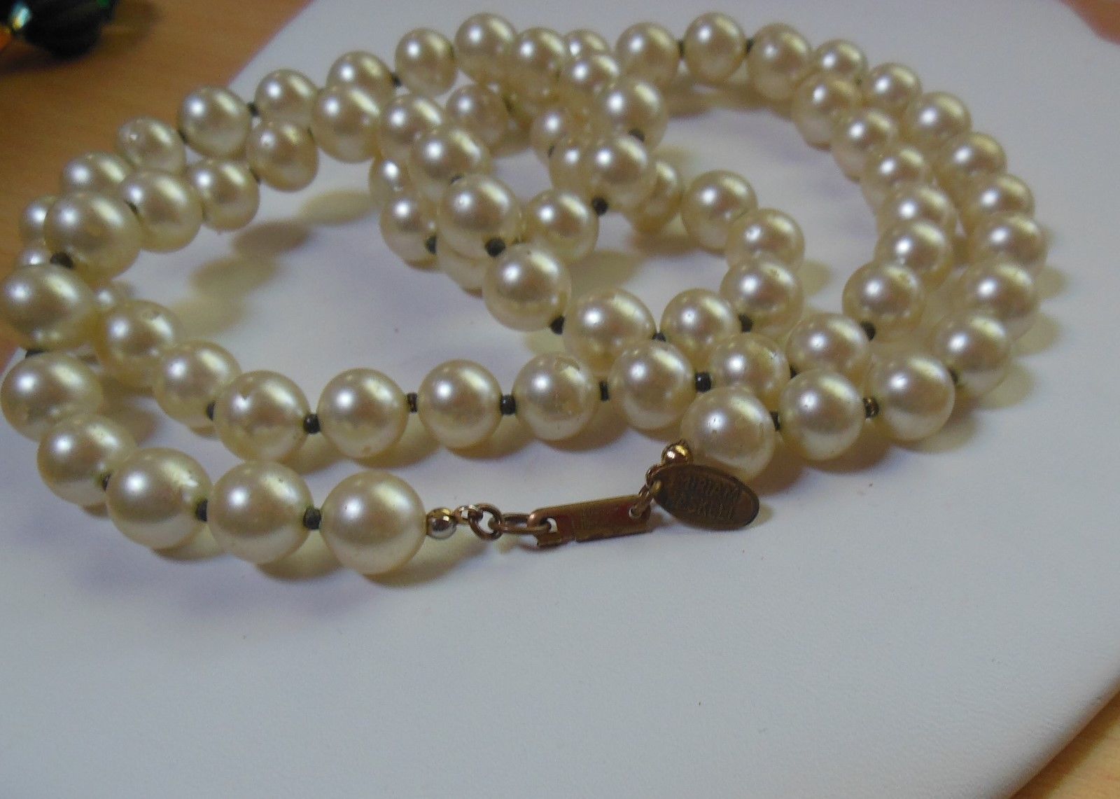 Vintage Signed Miriam Haskell Faux Pearl Necklace 17