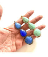 set of 2 Lucky Brand Bracelets Green  and blue Faux Stones - 7.5 inch - $19.95
