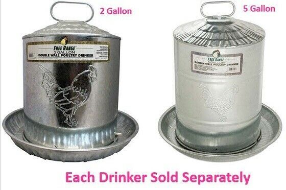Double Wall Poultry Drinker w Galvanized Steel To Keep Flocks Water Cool & Clean