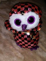 2019 TY Flippables 6" CHECKS Owl Beanie Boo Color Changing Sequins Plush - $5.22