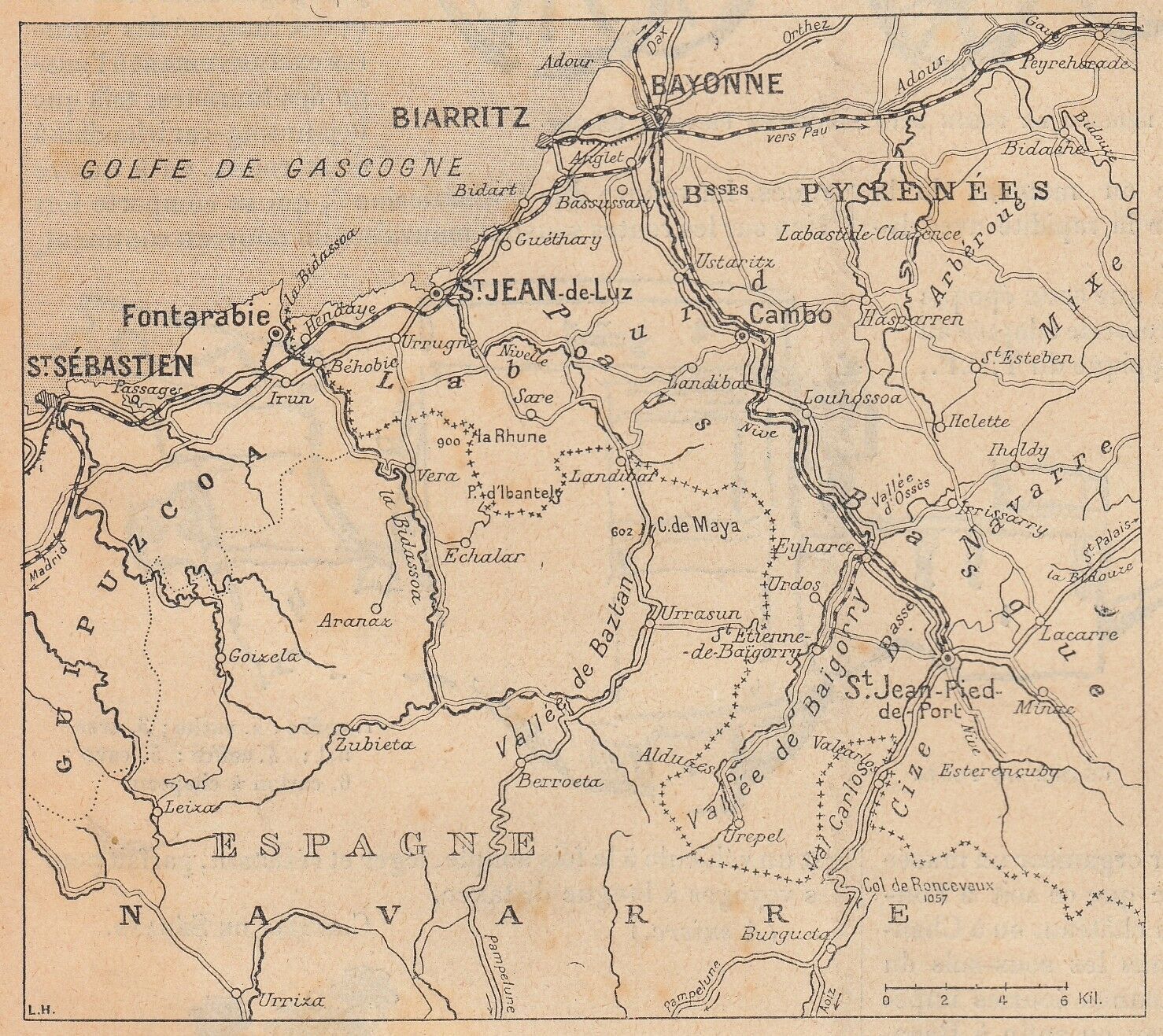 G2582 France - De l'Adour a la Bidassoa - Pays Basque - Mappa - 1905 ...