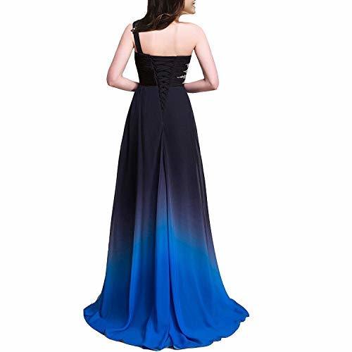 Kivary Custom Made Beaded One Shoulder Long Ombre Formal Prom Evening Dress Blac