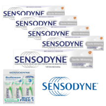 Sensodyne Toothpaste Gentle Whitening Sensitive Teeth 100g x 5 + 3x Toothbrush - $53.56