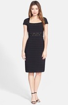 NWT WOMEN Adrianna Papell  Black Lace Trim  Pleated Sheath Dress Size 2 $180 - $41.57