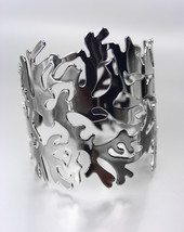 UNIQUE Antique Gun Metal Coral Motif Cuff Bracelet - $18.99