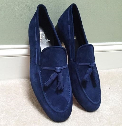 Elegantly Designed Men’s Handmade Loafer Suede Shoes, Men Blue suede ...