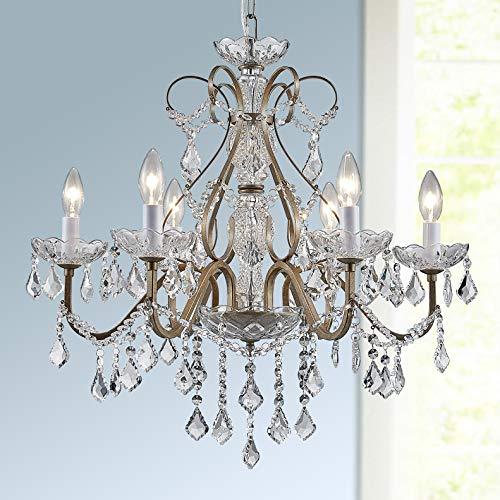 BESTIER Antique Silver Vintage Candle Chandelier Crystal Lighting