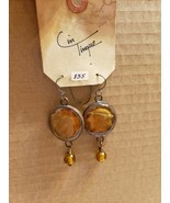 Hand Crafted Simulated Topaz Dangling Earrings - £11.89 GBP