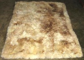 Babyalpaca fur rug, natural colores white, brown, 200 x 180 cm/ 6'56 x 5'90 ft - $1,019.00
