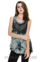 Sleeveless Teal Tank with Print and Stones by Vocal  Apparel S, M, L, XL... - $39.99