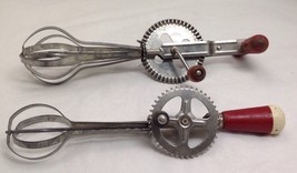 Egg Beaters (TWO), 1920-30, Vintage, Red Handles, Ekco - $17.82