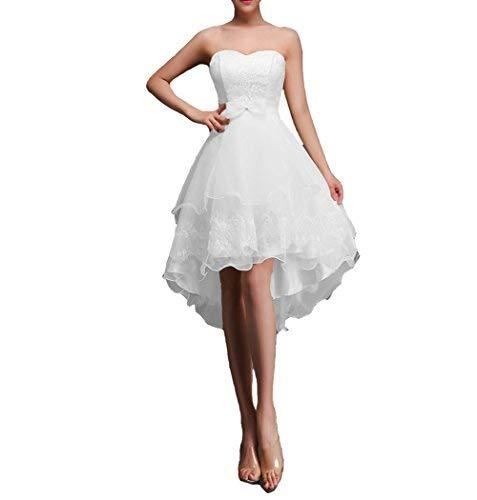Plus Size Lace and Organza High Low Prom Homecoming Dress Little White US 22W