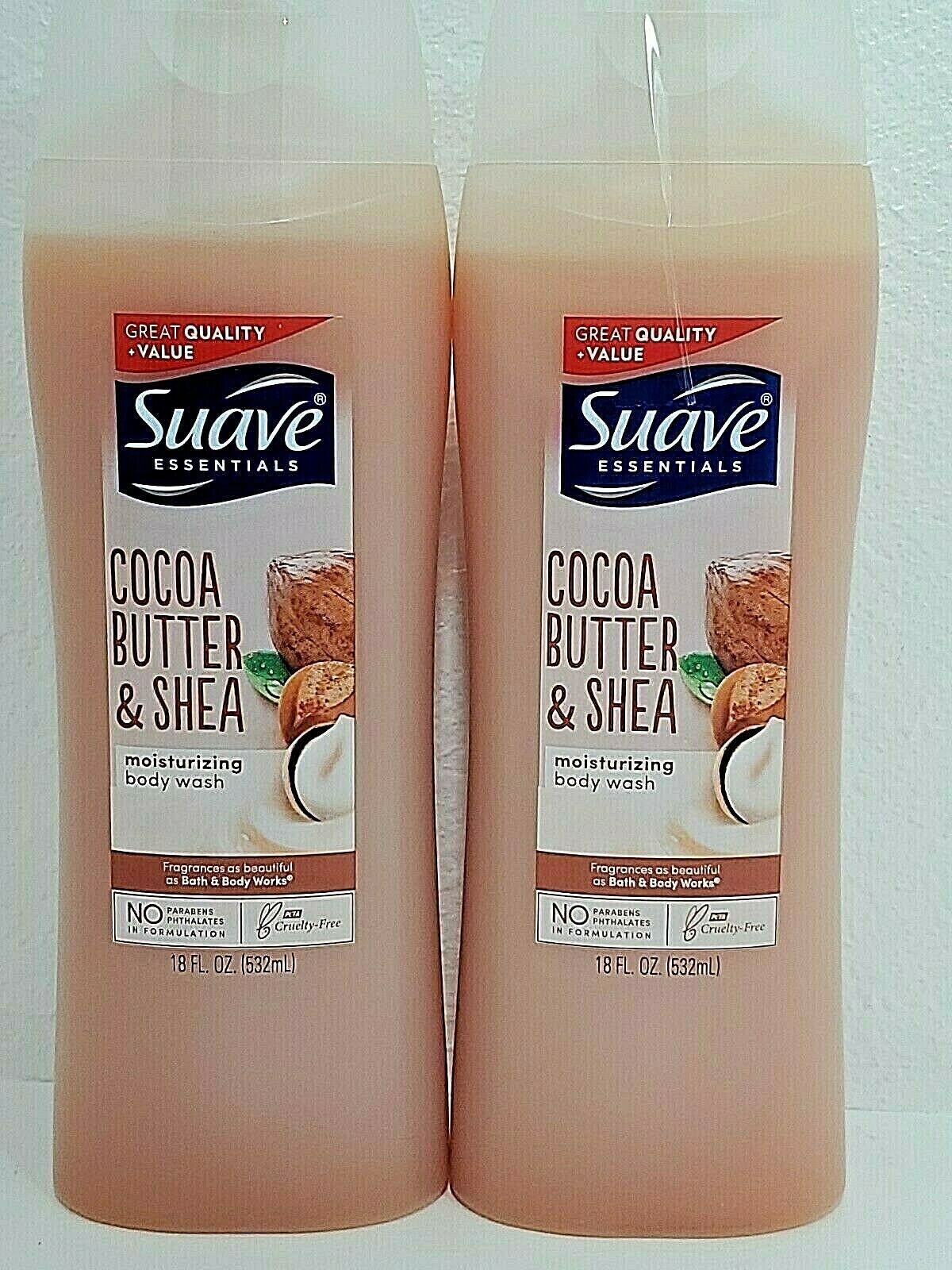 2 Suave Cocoa Butter & Shea Moisturizing body wash 18 FL OZ Body