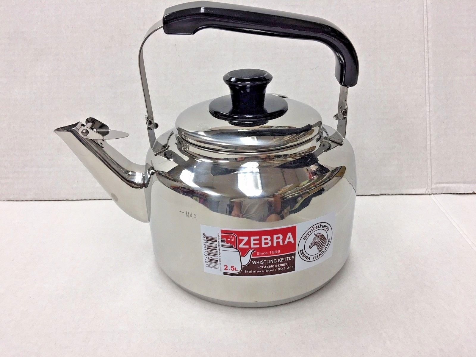 Zebra 0.8L- 2.5L - 4.5L- 7.5L Heavy Duty S/S Whistling Sound Kettle Teapot