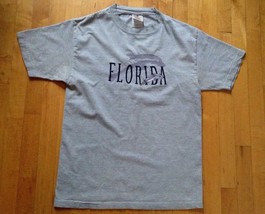 Florida Dolphin T Shirt Gray Size Medium 100% Cotton Made by Diamond Star - $7.91