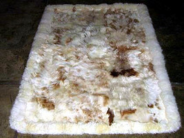 Babyalpaca fur rug with brown spots, from Peru, 150 x 110 cm/ 4'92 x 3'61 ft - $474.00